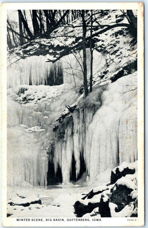 c1910s Guttenberg, IA Big Basin Frozen Winter Scene Ice Spring CT Postcard A119