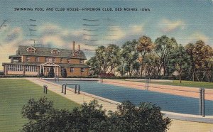 Postcard Swimming Pool + Club House Hyperion Club Des Moines Iowa IA