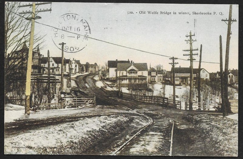 Old Wolfe Bridge in Winter Sherbrooke Quebec CANADA Used c1906