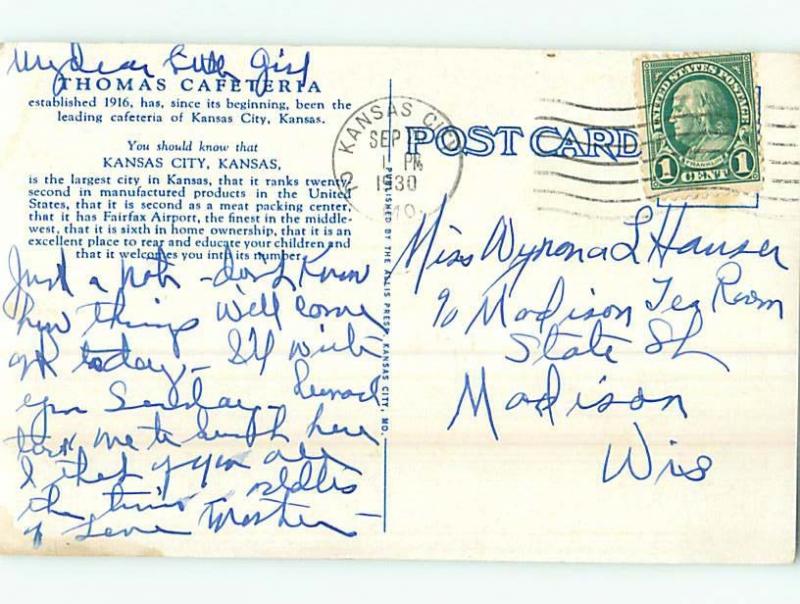 W-Border THOMAS CAFETERIA RESTAURANT Kansas City KS G8857