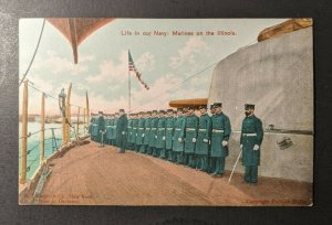 Mint Vintage Life in Our Navy Marines on the Illinois RPPC