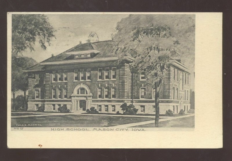 MASON CITY IOWA HIGH SCHOOL BUILDING VINTAGE POSTCARD 1907