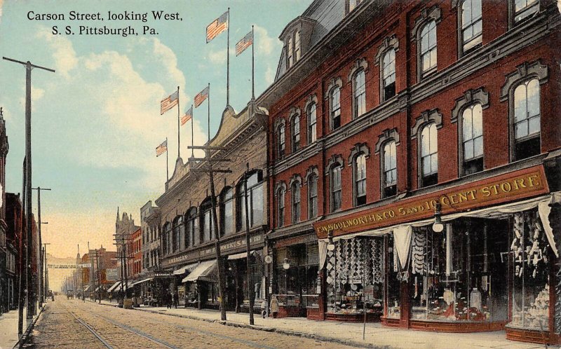 Carson Street Woolworth Department Store Pittsburgh Pennsylvania 1910c postcard