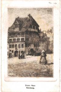 Nurnberg Nuremberg Durer House  Etching Martin Verlag 1901 Unused 