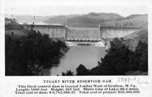 H40/ Grafton West Virginia RPPC Postcard 1975 Tygart River Reservoir Dam