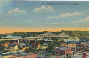 Mississippi River Bridge at Winona MN, Minnesota - Linen