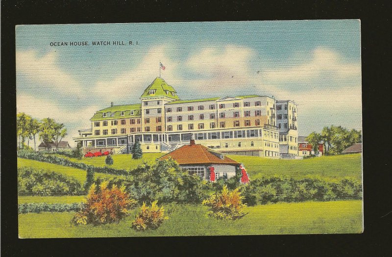 USA Postmark 1946 Watch Hill Station Ocean House Watch Hill RI Linen Postcard