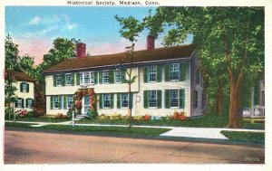 Vintage Postcard 1938 Historical Society Big House Street Madison Connecticut CT