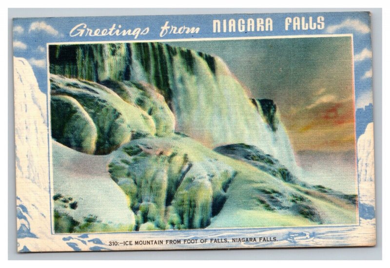 Vintage 1940's Postcard Greetings From Niagara Falls - Ice Mountain