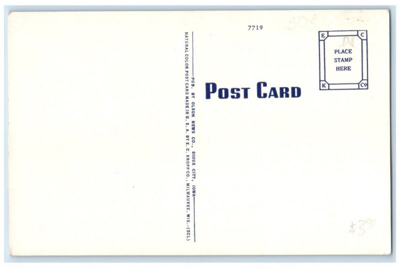 c1940 Post Office Exterior Building Sioux City Iowa Vintage Antique IA Postcard