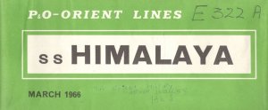 P&O SS Himalaya Large Fold Out 1966 Ship Deck Restaurant Map