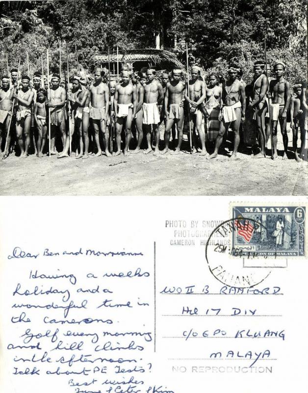 malay malaysia, PAHANG, Cameron Highlands, Armed Natives (1964) RPPC Postcard