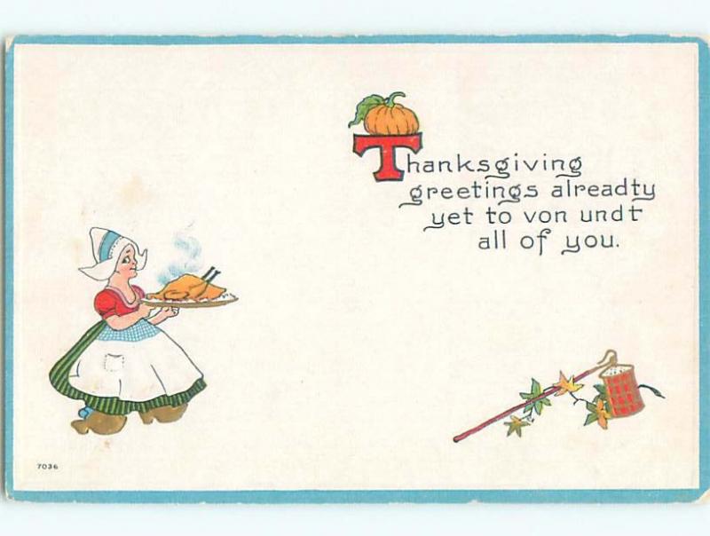 Divided-Back THANKSGIVING SCENE Great Postcard AA0523