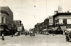 PC CPA US, SOUTH DAKOTA, MITCHELL, MAIN STREET, REAL PHOTO POSTCARD (b6389)