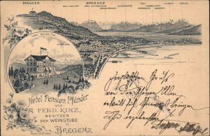 Bregenz Austria Hotel Pension Pfander von Ferd Kinz 1890s Postcard