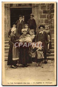 Old Postcard The Auvergne At Them A Baptism In Auvergne Folklore