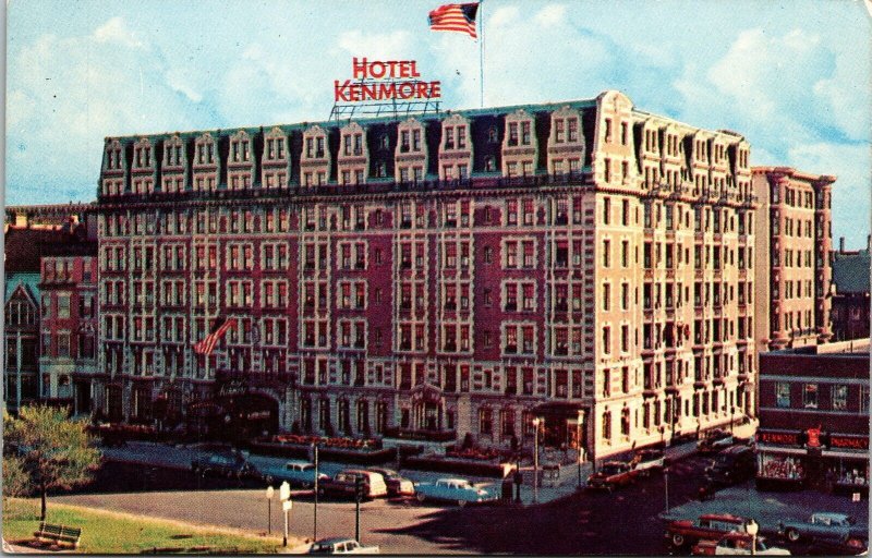 Hotel Kenmore Square Boston Massachusetts MA Old Cars Postcard UNP WOB Note VTG  