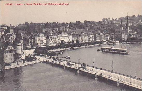 Schweiz Luzern Neue Bruecke und Schweizerhofquai