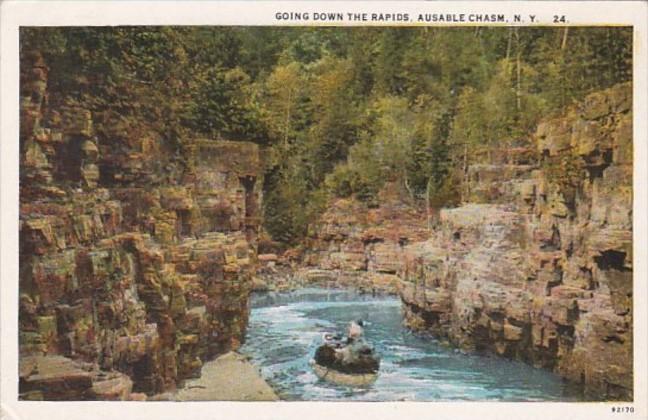 New York Ausable Chasm Going Down The Rapids 1934 Curteich