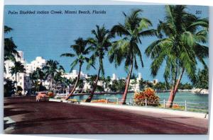 Miami Beach palm tree lined Indian Creek