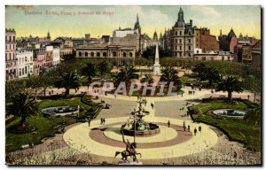 Old Postcard Argentina Buenos Aires Plaza y Avenida de Mayo