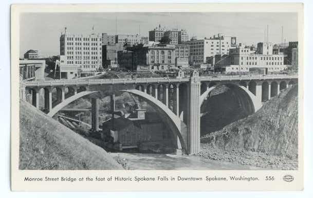 RPPC Monroe St Bridge & Downtown Spokane Washington WA