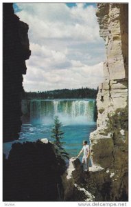 Beautiful Alexandra Falls plunging 106 feet into the Hay River, Northwest Ter...