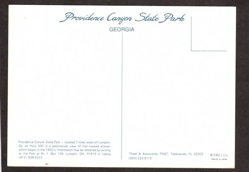 GA Providence Canyon State Park Lumpkin Georgia Postcard