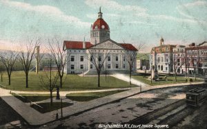 Vintage Postcard 1908 Court House Square Building Landmark Binghamton New York