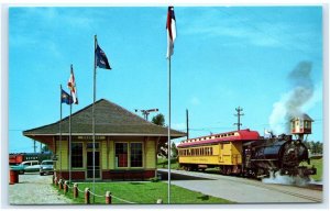 GREEN BAY, WI ~ Wisconsin & Yesterday RR Railroad Museum c1950s Cars Postcard