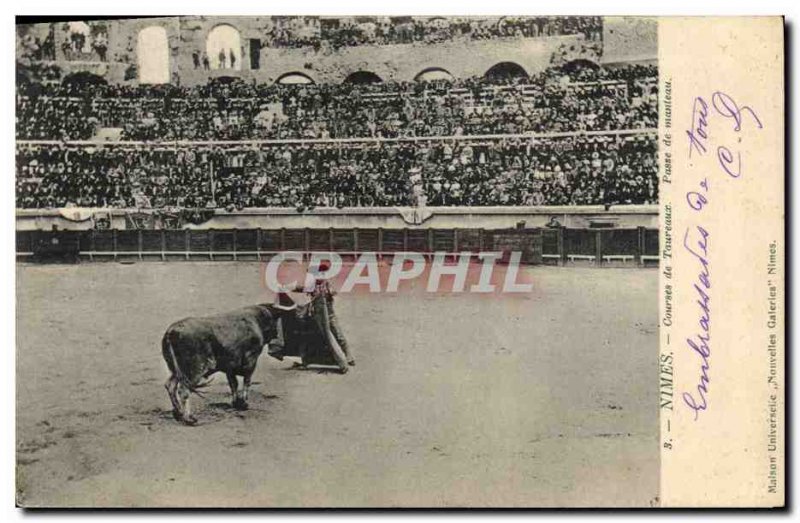 Old Postcard Corrida Race bulls Nimes Pass coat