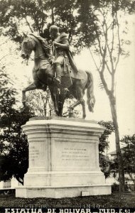 colombia, MEDELLIN, Estatua de Bolivia (1910s) Obando RPPC Postcard