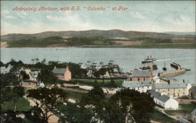 Ardrishaig Scotland SS Columba or Columbia at Pier c1910 Postcard