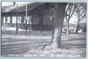1960 Rubio Iowa MILW Railway Railroad Train Depot Station RPPC Photo Postcard