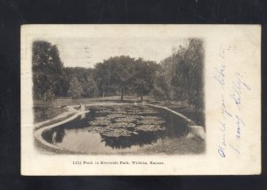 WICHITA KANSAS RIVERSIDE PARK LILY POND VINTAGE POSTCARD 1907