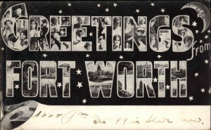 Fort Worth Texas TX Large Letter Beautiful Women c1910 Vintage Postcard