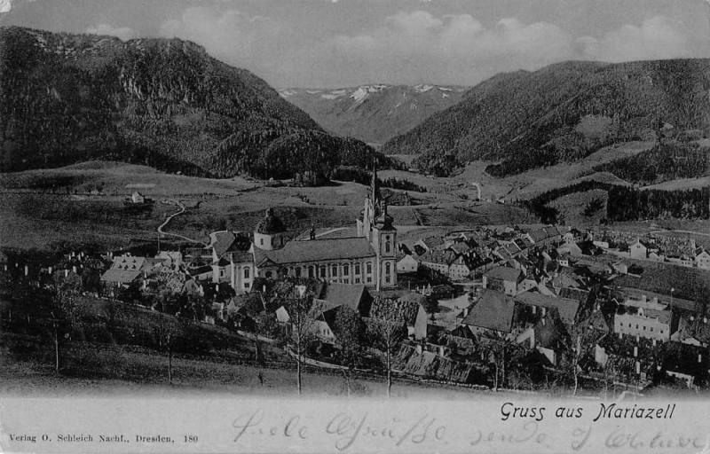 Mariazell Styria Austria Gruss aus birds eye view antique pc Y12311