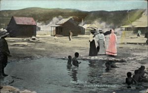 Whakarewarewa New Zealand Hot Pools c1915 Tinted Real Photo Postcard