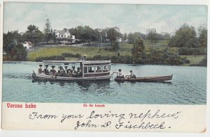 P2956, old postcard the steam launch verona lake  new jersey, boat water view