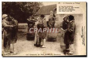 Old Postcard The songs of Jean Rameau Sunday in the village