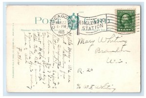 1916 Cars Scene, Union Depot Joliet, Illinois IL Antique Posted Postcard