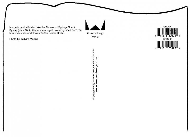 Thousand Springs    Idaho   Postcard