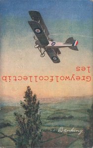 Biplane, Banking, Turning, Rapheal Tuck No. 3101, Oilette