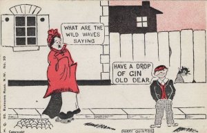 Have A Drop Of Gin Wild Waves Pub Old Comic Postcard