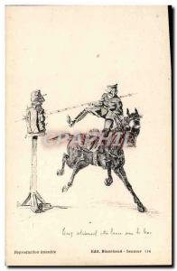 Old Postcard Horse Equestrian Hold your spear firmly under the arm