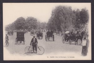 FRANCE, Postcard, Paris, Bois de Boulogne, La Cascade, Bicycles, Carriages