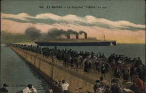 Le Paquebot Paris en mer Le Havre Steamer Ship c1910 Vintage Postcard