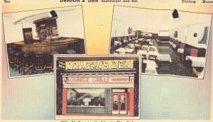 Dragon's Den Restaurant and Bar - Atlantic City Linen Postcard