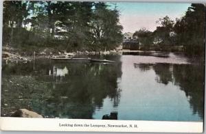 Looking Down the Lamprey, Newmarket NH Vintage Postcard O03