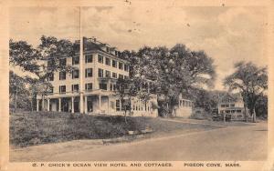 Pigeon Cove Massachusetts Chicks Ocean view Hotel Antique Postcard K22134